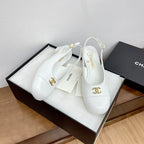 CHANEL HIGH SLINGBACKS WHITE CALFSKIN