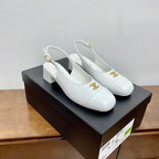 CHANEL HIGH SLINGBACKS WHITE CALFSKIN