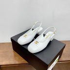 CHANEL HIGH SLINGBACKS WHITE CALFSKIN