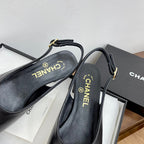 CHANEL HIGH SLINGBACKS BLACK CALFSKIN