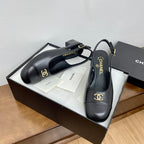 CHANEL HIGH SLINGBACKS BLACK CALFSKIN