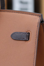 HERMES BIRKIN FAUBOURG TOUCH 20 IN CHOCOLATE MIX BRONZE BROWN CALFSKIN WITH SILVER HARDWARE