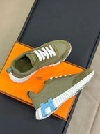 HERMES BOUNCING SNEAKERS OLIVE CALFSKIN