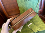 GUCCI 20 HORSEBIT 1955 SMALL BAG IN BEIGE CANVAS AND BROWN CALFSKIN