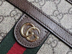GUCCI OPHIDIA 21  SMALL SHOULDER BAG IN BEIGE CANVAS AND BROWN CALFSKIN