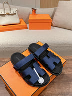 HERMES CHYPRE SANDAL BLACK MIX LIGHT BERRY CALFSKIN