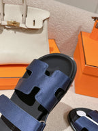 HERMES CHYPRE SANDAL BLACK MIX LIGHT BERRY CALFSKIN