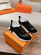 HERMES MAINLAND SNEAKER IN BLACK SUEDE AND CALFSKIN