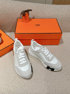 HERMES MAINLAND SNEAKER IN PALE GRAY SUEDE AND WHITE CALFSKIN 959308