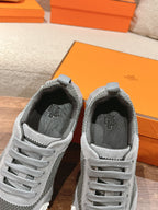 HERMES MAINLAND SNEAKER IN MOUSE GRAY SUEDE AND BREATHABLE MESH FABRIC