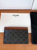 CELINE 25S CARD HOLDER 10 IN BROWN TRIOMPHE CANVAS WITH  PRINT