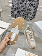DIOR 25S CHRONO SNEAKER 45MM IN MESH WITH WHITE AND NUDE PINK CALFSKIN