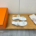 HERMES BUCKLE SANDAL WHITE CALFSKIN
