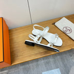 HERMES BUCKLE SANDAL WHITE CALFSKIN