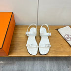 HERMES BUCKLE SANDAL WHITE CALFSKIN