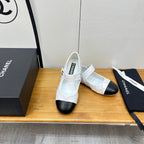 CHANEL 25S QUILTED MARY JANES BLACK AND WHITE IN CALFSKIN