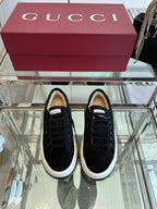 GUCCI SNEAKER IN BLACK CANVAS WITH BEIGE FLEECE LINING