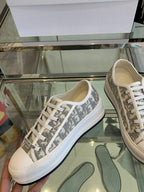 DIOR WALK'N PLATFORM SNEAKER IN DOLPHIN GRAY EMBROIDERY ICONIC PATTERNS FABRIC