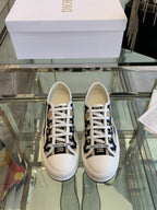 DIOR WALK'N PLATFORM SNEAKER IN CAMEL BEIGE MIX BLACK EMBROIDERED FABRIC