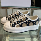 DIOR WALK'N PLATFORM SNEAKER IN CAMEL BEIGE MIX BLACK EMBROIDERED FABRIC