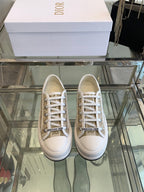 DIOR WALK'N PLATFORM SNEAKER CAMEL BEIGE OBLIQUE EMBROIDERED COTTON