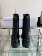DIOR 25S D-UNIT ANKLE BOOT IN BLACK QUILTED CANNAGE CALFSKIN
