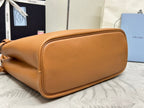 PRADA 25S BUCKLE MEDIUM HANDBAG 35 IN RK CARAMEL CALFSKIN GOLD HARDWARE
