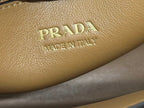 PRADA 25S BUCKLE MEDIUM HANDBAG 28 IN CARAMEL CALFSKIN GOLD HARDWRE