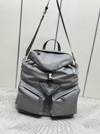 PRADA TRIANGLE LOGO BACKPACK 42 IN RHINO GRAY RE-NYLON