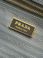 PRADA 25S LUX SOFT BAG 42 IN GRAY GLOSSY CALFSKIN GOLD HARDWRE