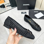 CHANEL BALLET FLAT 10 MM IN BLACK RAFFIA