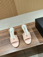 CHANEL high heel 70 sandals pink white patent calfskin