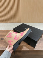 CHANEL RAIN BOOTS BEIGE CREAM TPU WITH PINK LOGO