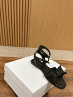 DIOR AABLE SANDALS 25S IN BLACK FABRIC AND LAMBSKIN WITH PEARL DETAILING