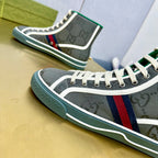 GUCCI TENNIS 1977 HIGH-TOP TRAINER BRIGHT GRAY CANVAS