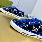 GUCCI TENNIS 1977 TRAINER BLACK AND COBALT CANVAS