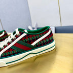 GUCCI TENNIS 1977 TRAINER RED AND DARK GREEN CANVAS