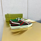 GUCCI TENNIS 1977 TRAINER RED AND DARK GREEN CANVAS