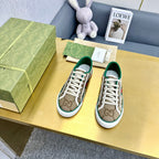 GUCCI TENNIS 1977 TRAINER LIGHT BROWN CANVAS