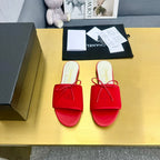 CHANEL BOW SLIPPERS IN CANDY RED LAMBSKIN
