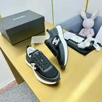 CHANEL CLASSIC TRAINER IN BLACK MERCERIZED VELVET WITH WHITE LOGO