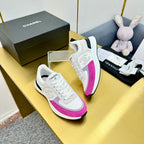 CHANEL CLASSIC TRAINER IN GREY MIX BRIGHT PINK MERCERIZED VELVET