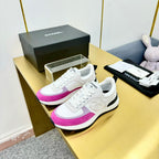 CHANEL CLASSIC TRAINER IN GREY MIX BRIGHT PINK MERCERIZED VELVET