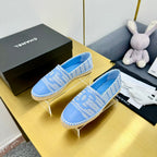 CHANEL ESPADRILLES PLATFORM 25S IN SKY BLUE TWEED MIX CALFSKIN