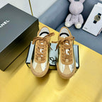 CHANEL SNEAKER IN GOLD CALFSKIN AND SUEDE