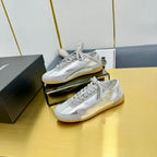 CHANEL SNEAKER IN SILVER GRAY CALFSKIN AND SUEDE