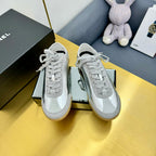 CHANEL SNEAKER IN SILVER GRAY CALFSKIN AND SUEDE