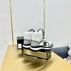 CHANEL ATHLETIC SHOES IN WHITE MIX ASH GRAY CALFSKIN