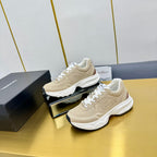 CHANEL DAD SNEAKER IN TUSCAN BEIGE SUEDE AND BREATHABLE MESH