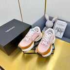 CHANEL DAD SNEAKER IN LIGHT PINK LAMBSKIN AND GINGER ORANGE SUEDE